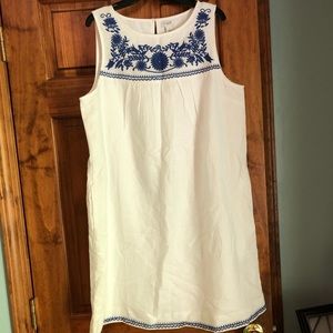 Jcrew embroidered linen shift dress